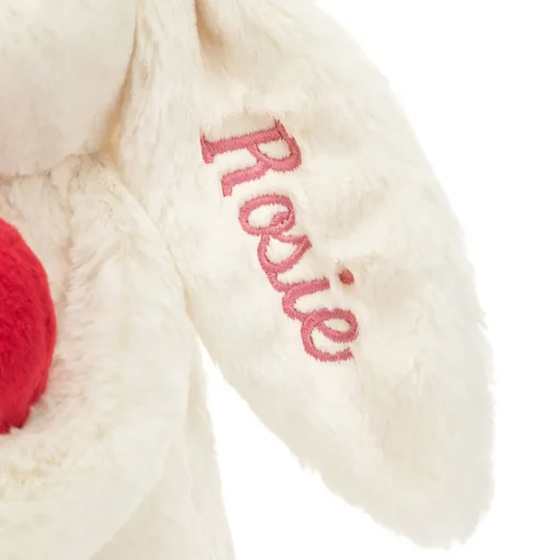 Personalised Bashful Red Love Heart Bunny Medium